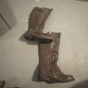 Quilted Brown Knee-High Boots